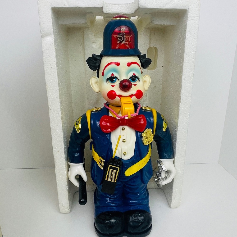 New Bright Bump N Bobby Clown Toy Blue Policeman 1989 Vintage Untested For Parts - Picture 12 of 16